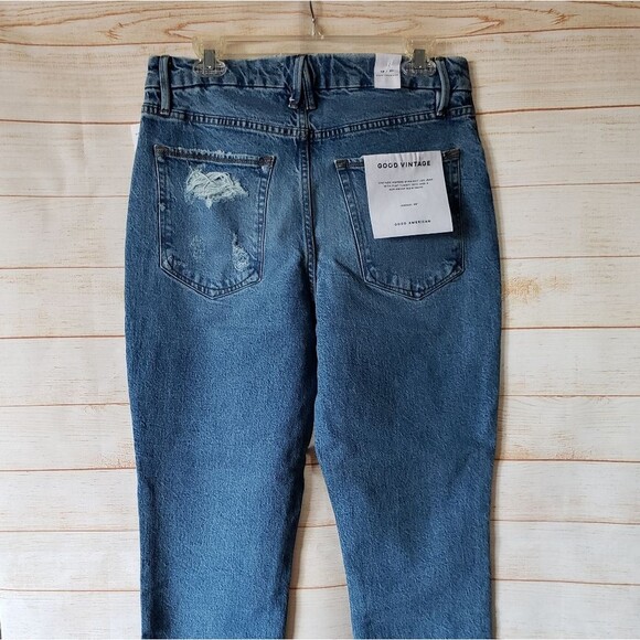 Good American Good Vintage High Waist Distressed Denim Jeans Cotton/Elastane - Picture 3 of 7